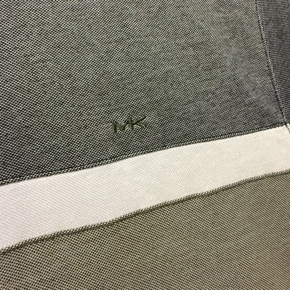 Michael Kors Knit Tee Shirt Mens L black green striped colorblock soft comfort - Picture 3 of 11